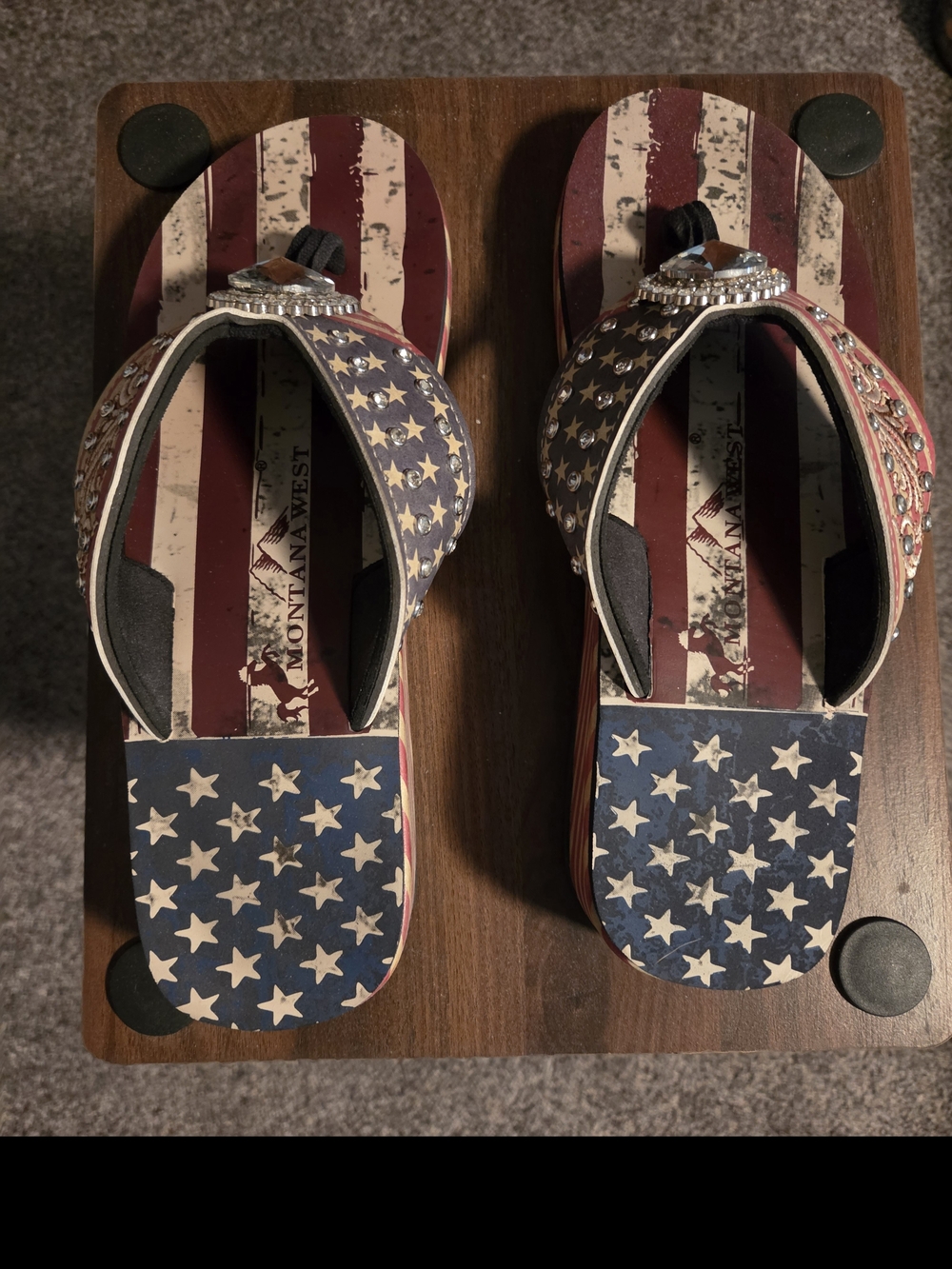 Montana West Patriotic Star & Stripe Sandals - Red/Blue/White